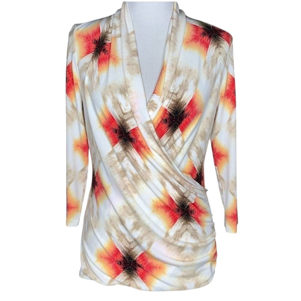 Vince Camuto Faux Wrap 3/4 Sleeve Top Sz Med